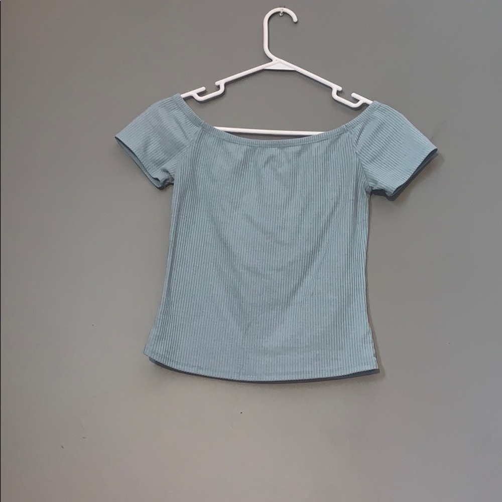 Charlotte Russe Off the shoulder green top